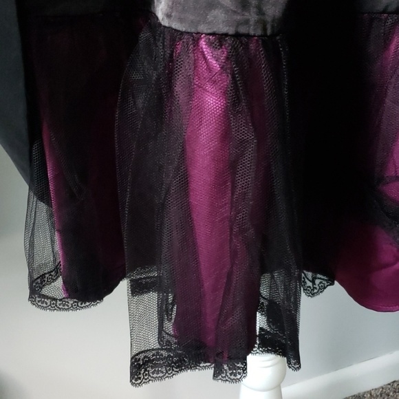 WHBM black strapless fit and flare dress with flower belt - Picture 5 of 9